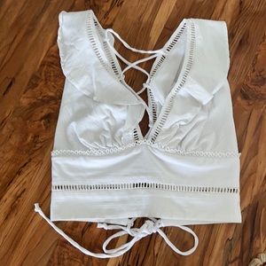 Free People Lillian Lace-up tank in white